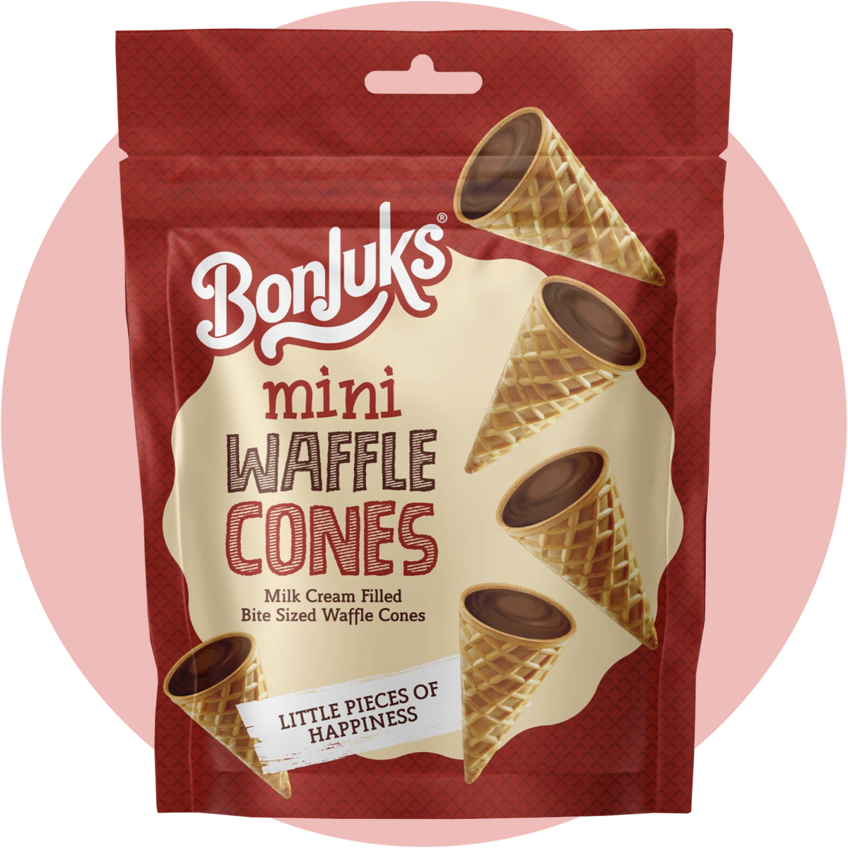 Bonjuks Mini Waffle Cones Choco – Knusprige Mini Waffelhörnchen mit Schokoladencreme