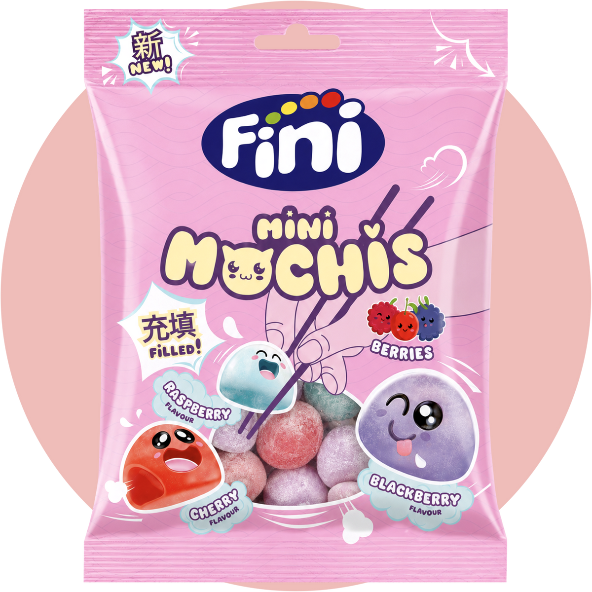 Fini Mini Mochis Berries mit Himbeer-, Kirsch- und Brombeergeschmack