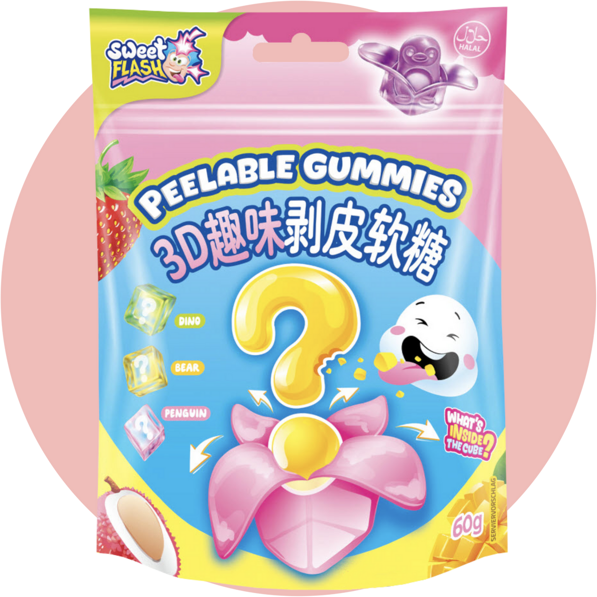 Peelable Gummies Mystery - Sweet Flash - Fruchtgummis zum Schälen mit Überraschungsfigur