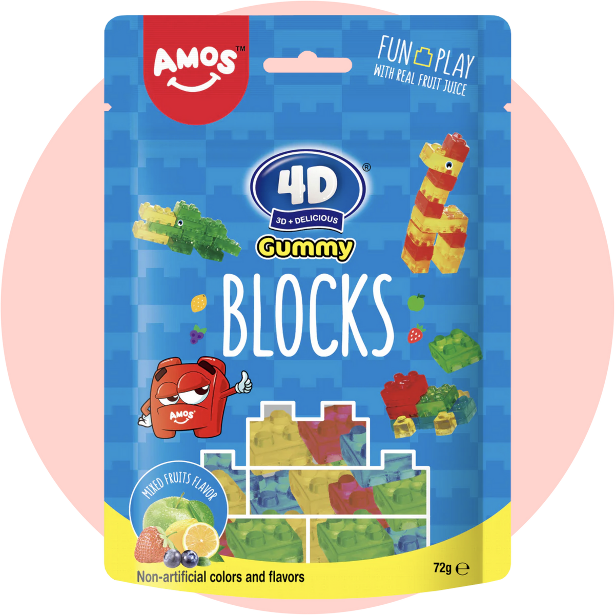 Amos 4D Gummy Blocks – Baubare Fruchtgummis in 3D-Optik zum Spielen und Naschen