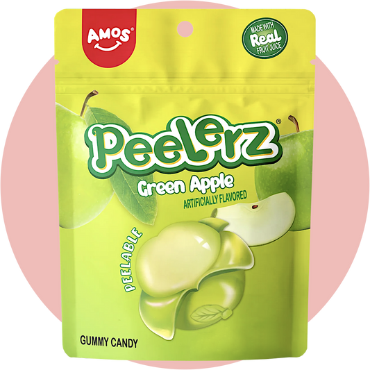 Amos Peelerz Green Apple peelbare Fruchtgummis mit grünem Apfel Geschmack