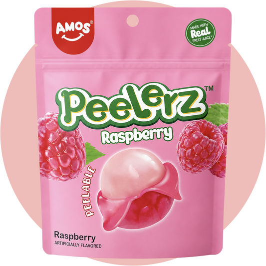 Amos Peelerz Raspberry peelbare Fruchtgummis mit Himbeer Geschmack