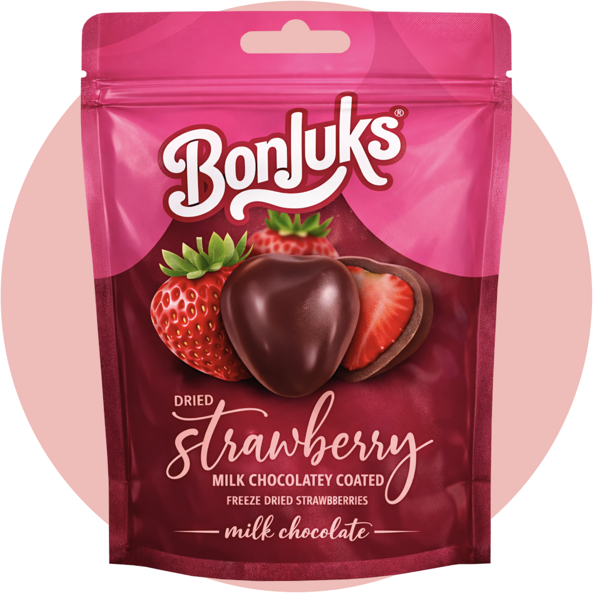 Bonjuks Freeze Dried Strawberry Choco gefriergetrocknete Erdbeeren mit Milchschokolade