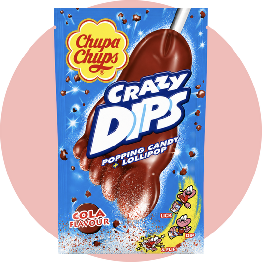 Crazy Dips Cola Fuß Lollipop mit Cola Geschmack und Brausepulver