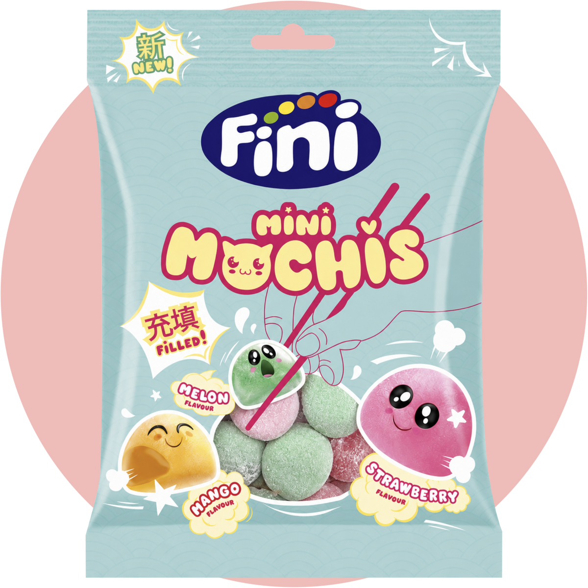 Fini Mini Mochis Fruits mit Mango-, Melonen- und Erdbeergeschmack