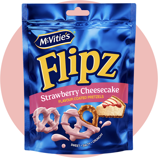 Flipz Strawberry Cheesecake Pretzels mit knusprigen Brezeln und süßem Erdbeer-Käsekuchen-Geschmack