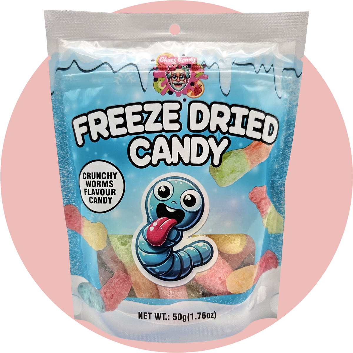 Freeze Dried Sour Worms – Gefriergetrocknete saure Würmer von Chaos Candy Freezes