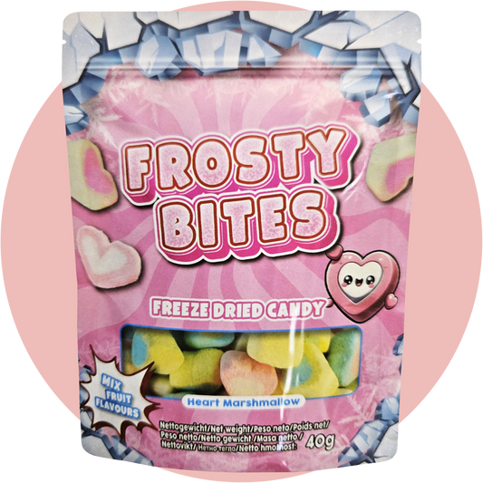 Frosty Bites Marshmallow gefriergetrocknete süße Herzformen mit Fruchtgeschmack