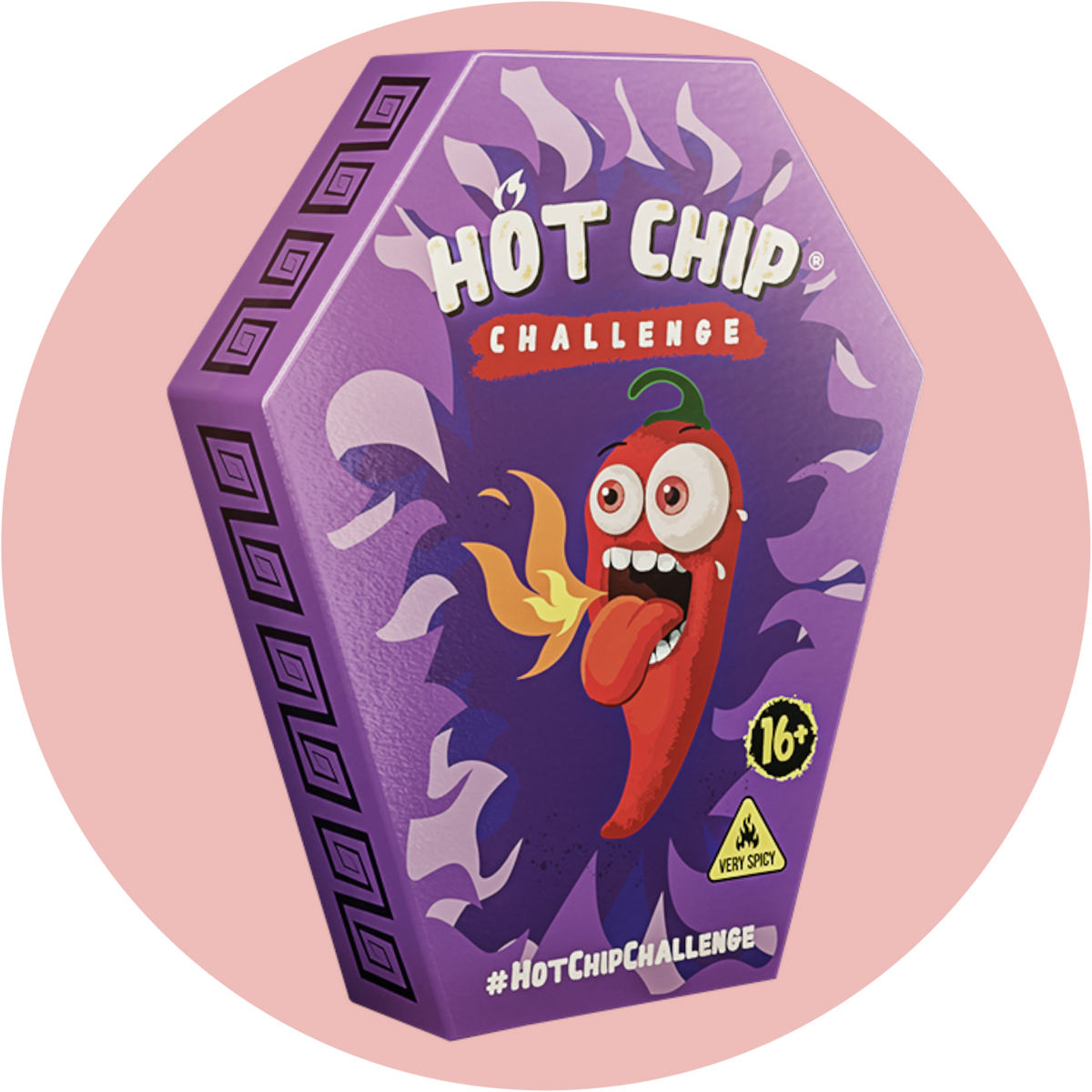 Hot Chip Challenge – Extrem scharfer Einzelchip mit Carolina Reaper und Scorpion Chili in auffälliger Verpackung mit Warnhinweis