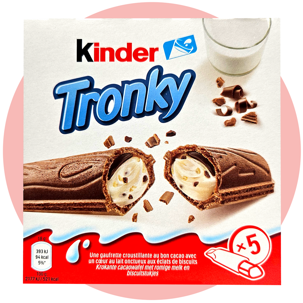 Kinder Tronky – Knusprige Waffel mit Milch-Haselnuss-Creme in weiß-roter Verpackung