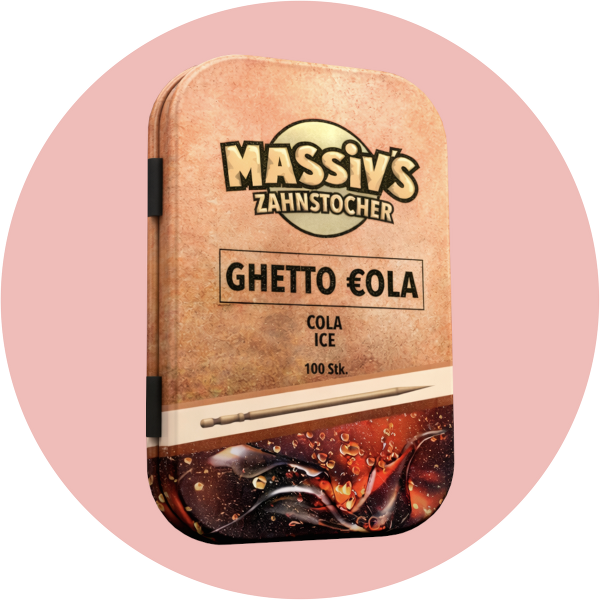 Massiv Zahnstocher Cola – Ghetto Cola Ice Zahnstocher mit Geschmack in edler Metalldose