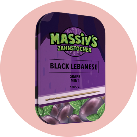 Massiv Zahnstocher Weintraube – BLACK LEBANESE Grape Mint Zahnstocher mit Geschmack in edler Metalldose