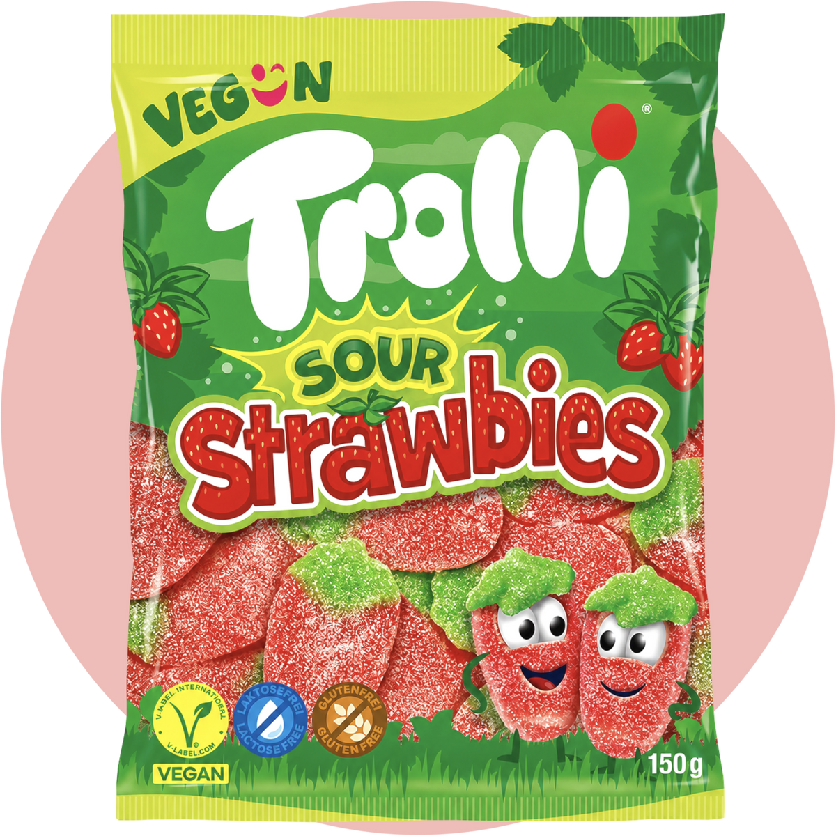 Trolli Saure Erdbeeren veganes Fruchtgummi mit saurem Zucker