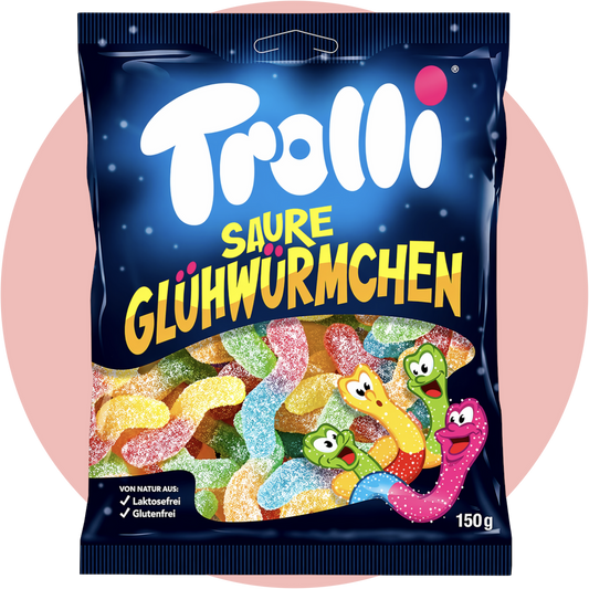Saure Glühwürmchen von Trolli Fruchtgummi sauer bunt gemischt